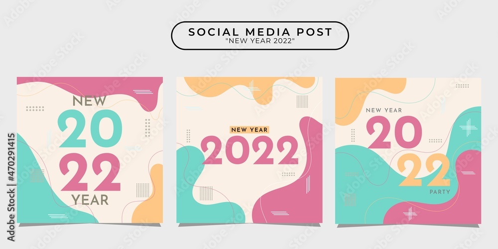 2022 happy new year social media post design template collection for banner, poster, advertising, etc.