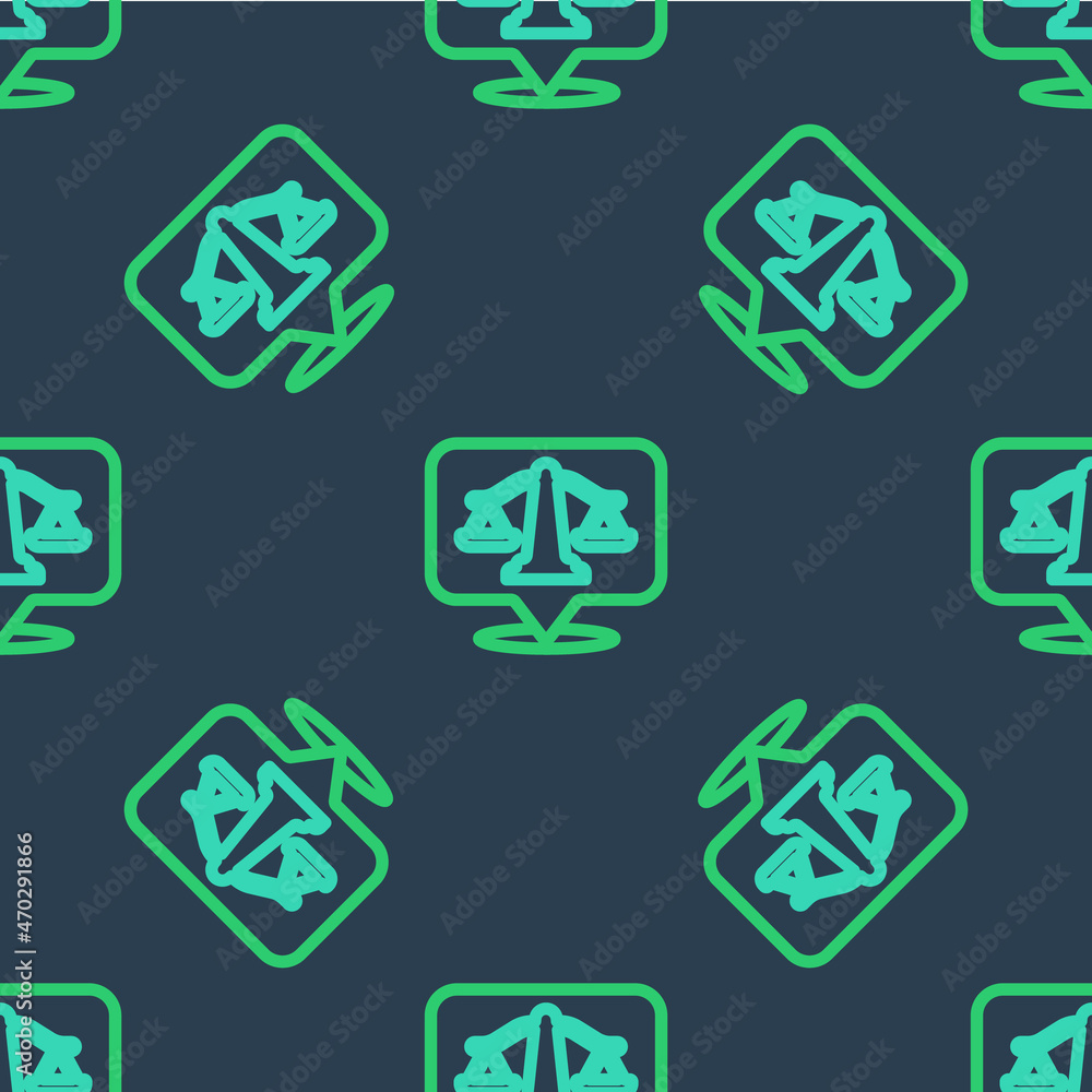 Line Scales of justice icon isolated seamless pattern on blue background. Court of law symbol. Balance scale sign. Vector Line Scales of justice icon isolated seamless pattern on blue background. Court of law symbol. Balance scale sign. Vector