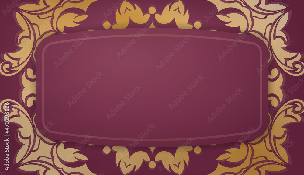 Burgundy banner with antique gold ornaments and a place for your logo or text
