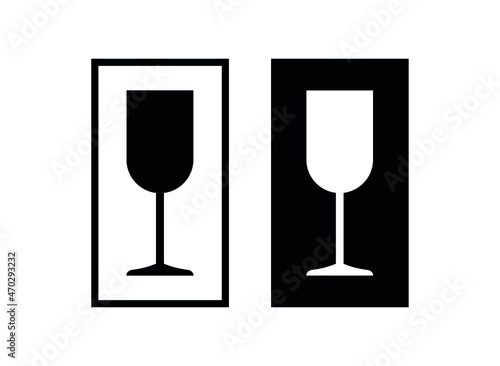 The sign of a glass or wineglass means Caution, fragile goods. product. Isolated vector icon for packaging. The label indicates that the product should be handled with care.