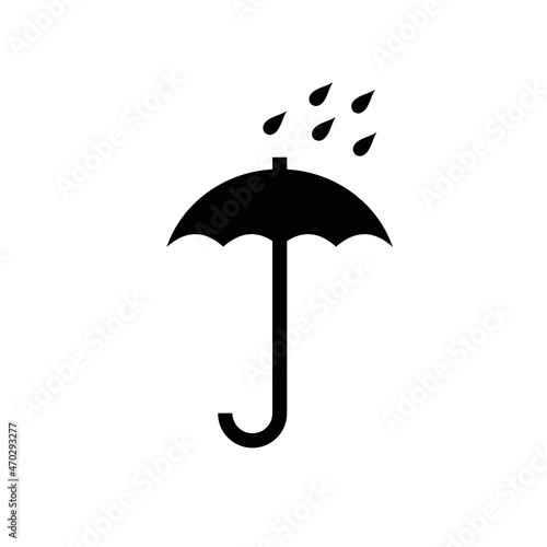The umbrella sign with drops means Keep away from moisture. Isolated vector icon for packaging. The marking indicates that the product should only be stored in a dry room.