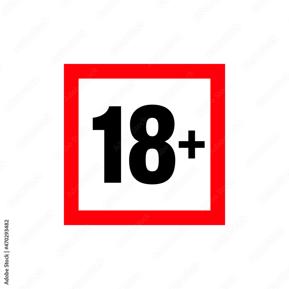 18+ age restriction sign. Icon only 18 plus, censored. Under eighteen years prohibition sticker, adults only. Raster symbol. 18+ age restriction sign. Icon only 18 plus, censored. Under eighteen years prohibition sticker, adults only. Raster symbol.