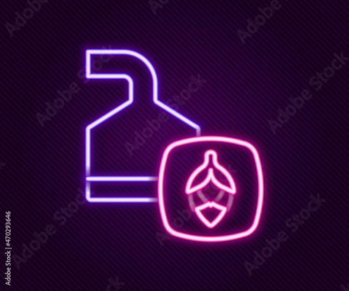 Glowing neon line Traditional brewing vessels in brewery icon isolated on black background. Beer brewing process. Distillery plant, brewery. Colorful outline concept. Vector