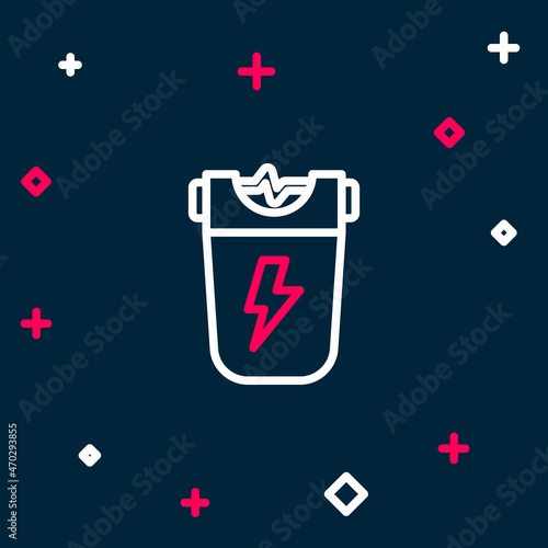 Line Police electric shocker icon isolated on blue background. Shocker for protection. Taser is an electric weapon. Colorful outline concept. Vector