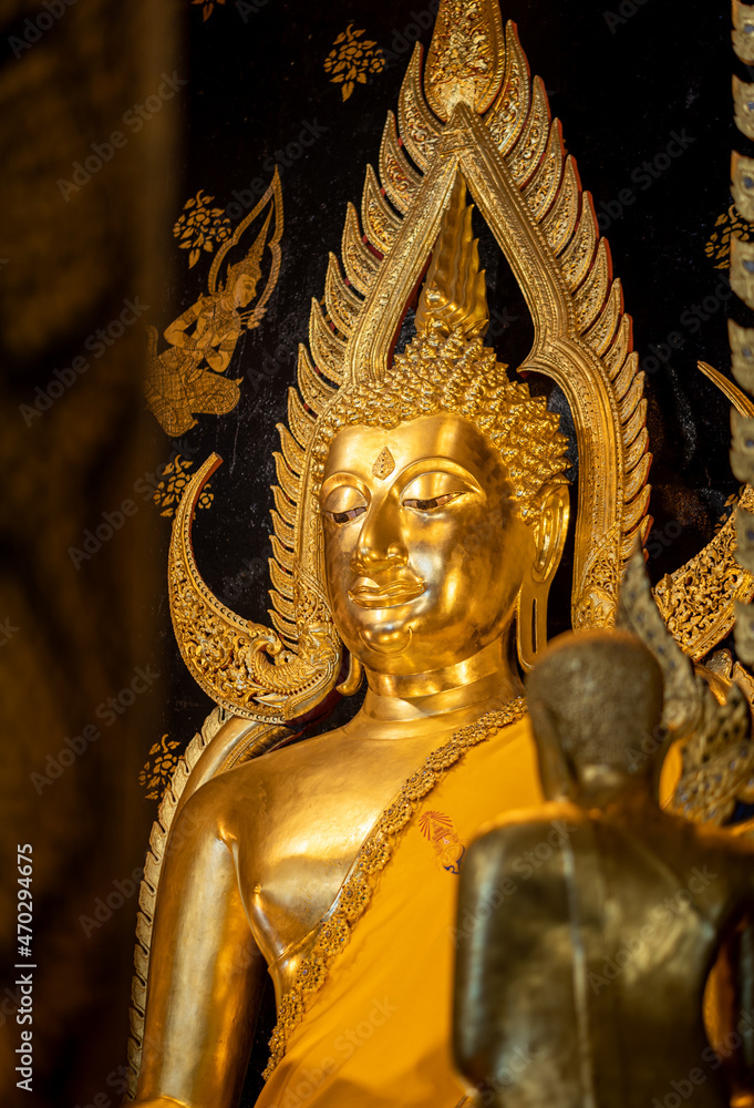 Buddha statue at Wat Prasrimahathad Phitsanulok in Thailand. Thai culture, Thai people will go to the temple to pay respect to buddha statue for luck