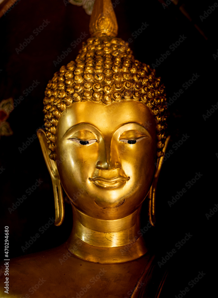 Buddha statue at Wat Prasrimahathad Phitsanulok in Thailand. Thai culture, Thai people will go to the temple to pay respect to buddha statue for luck
