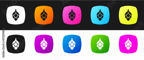 Set Hop icon isolated on black and white background. Vector