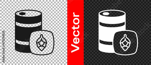 Black Metal beer keg icon isolated on transparent background. Vector