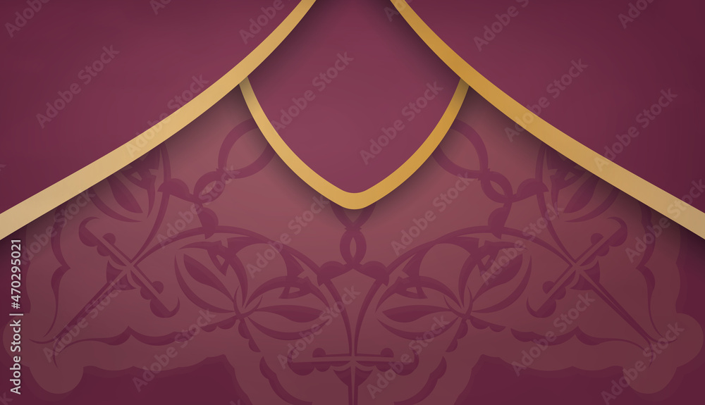 Burgundy banner with Indian gold ornaments and place under your text