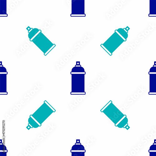 Blue Paint spray can icon isolated seamless pattern on white background. Vector