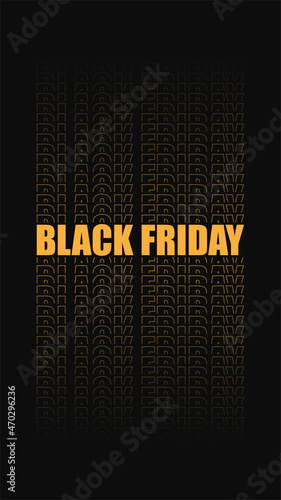 Modern minimalistic poster in dark style. Black Friday. Vector illustration.