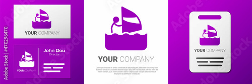 Logotype Windsurfing icon isolated on white background. Logo design template element. Vector