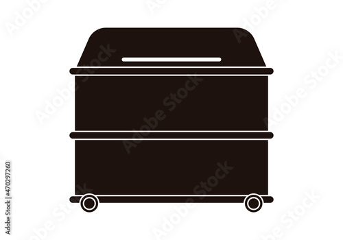 Icono negro de contenedor en fondo blanco.