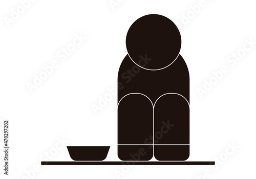 Icono negro de sin techo pidiendo limosna.