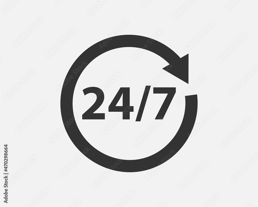 24 Hours a day service icon symbol vector 24 Hours a day service icon symbol vector