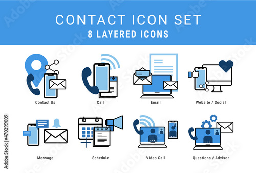 Contact Layered Icon Set