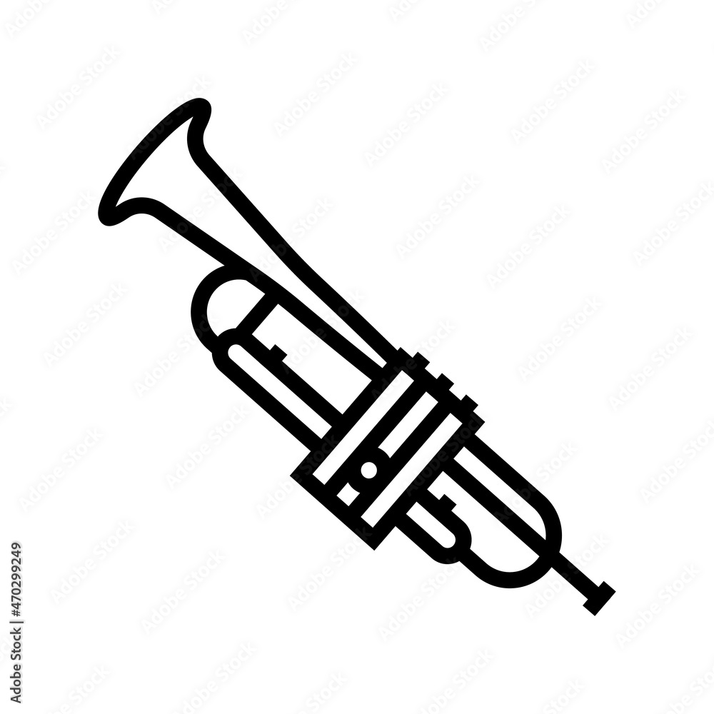 trumpet wind musician instrument line icon vector. trumpet wind musician instrument sign. isolated contour symbol black illustration trumpet wind musician instrument line icon vector. trumpet wind musician instrument sign. isolated contour symbol black illustration