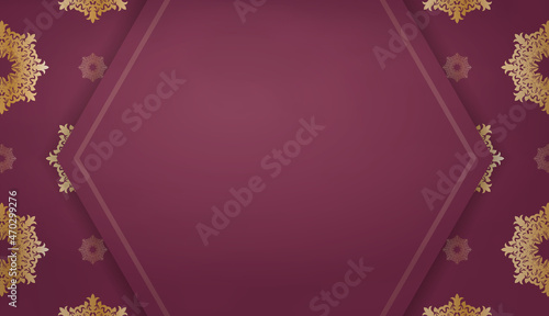 Burgundy banner with vintage gold pattern and place under your text