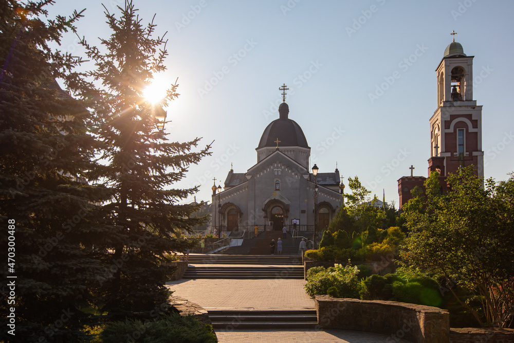 Aerial view on St. Nicholas Church in Truskavets, Ukraine