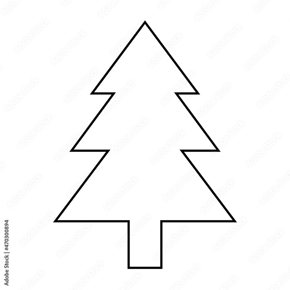 Christmas tree icon Vector. Black and white. White background. One line drawing. Christmas tree icon Vector. Black and white. White background. One line drawing.