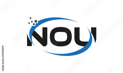 dots or points letter NOU technology logo designs concept vector Template Element 