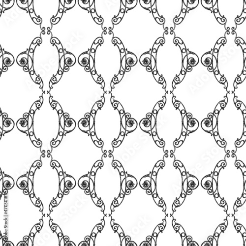 Seamless pattern from drawn vintage design elements