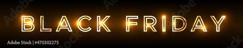 Black Friday banner. Shiny golden words Black Friday from a contour on a black background