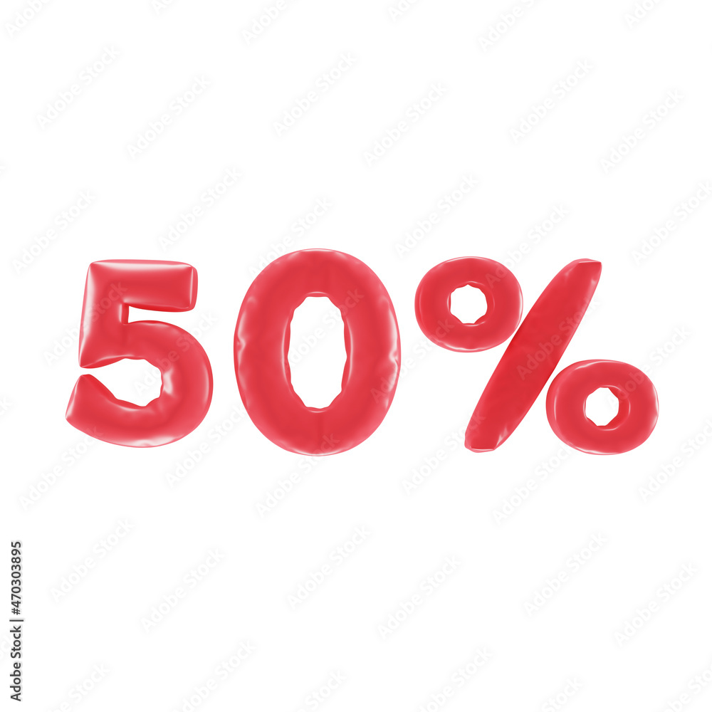 3d image of fifty percent in the form of balloons. Lettering for poster, banner, invitation card. 3d image of fifty percent in the form of balloons. Lettering for poster, banner, invitation card.