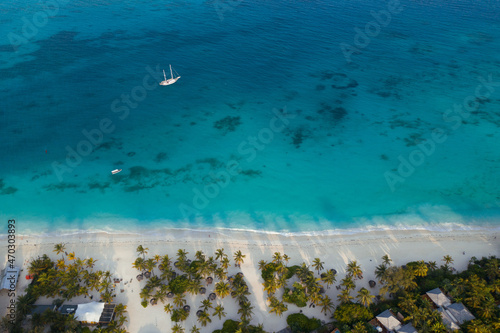 Tropical island of Zanzibar, Tanzania. Coastline, ocean and boats. Amazing nature and beautiful views © vakidzasi