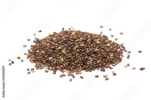 Organic natural chia seeds isolated on white background