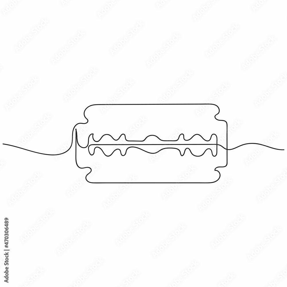 Shape And Razor Line Vector continuous one single line drawing icon of old razor in ...
