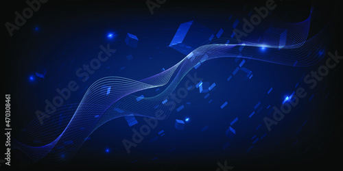 Vector illustration of digital technology futuristic design concept.Blue virtual reality theme.