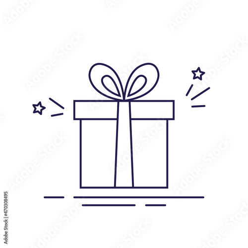 Gift box. Vector icon in line style isolated on white background.