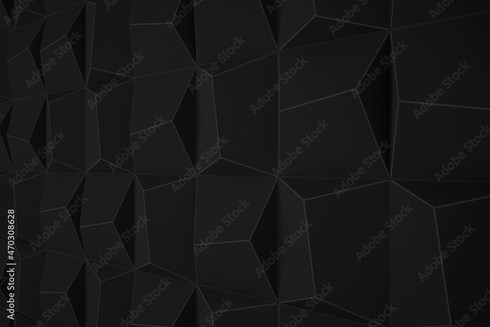 abstract dark black and gray geometric polygonal shape triangle luxury pattern with modern mosaic silver grunge surface on dark.
