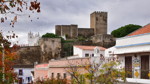 Medieval castle and town in Mertola, Portugal photo