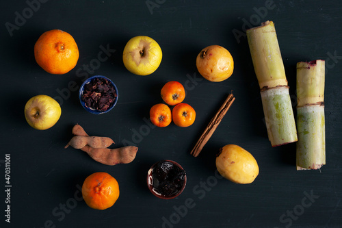 Traditional Mexican Fruit Punch ingredients for Christmas holidays photo