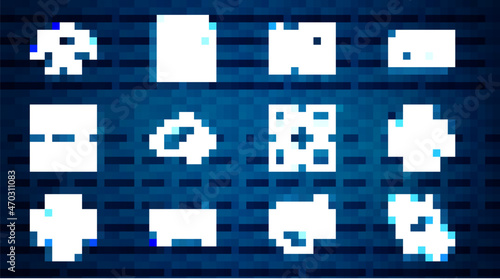Set line Cryptocurrency exchange, Processor chip with dollar, Proof of stake, cloud mining, Blockchain technology, Crossed pickaxe, and ASIC Miner icon. Vector
