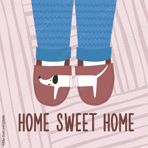 Home sweet home mat. Vector illustration.