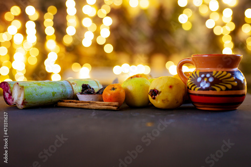 Photos Traditional Mexican Fruit Punch ingredients for Christmas holidays