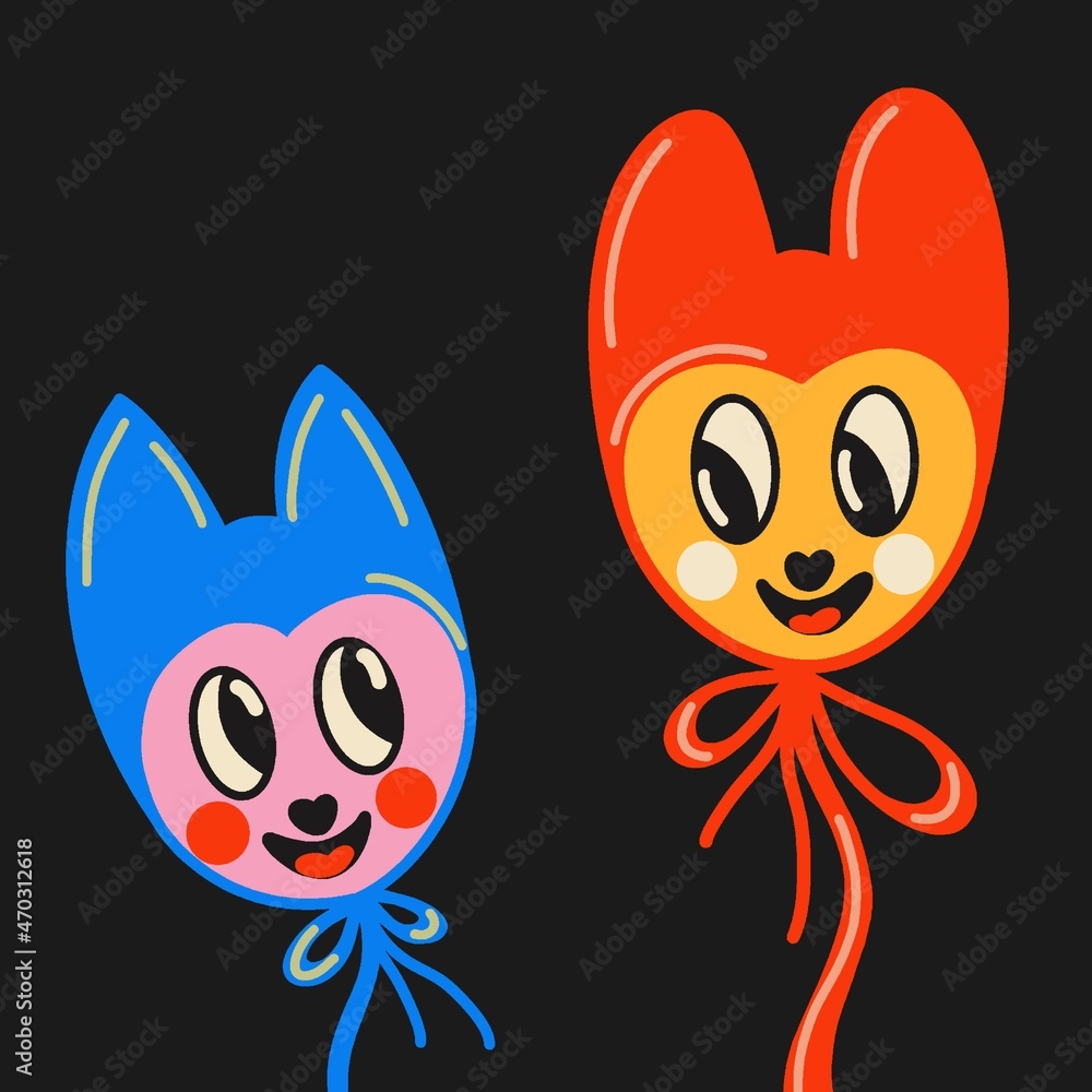 Hand drawn abstract shapes, funny cute comic characters. Cartoon style. Flat design. Hand drawn abstract shapes, funny cute comic characters. Cartoon style. Flat design.