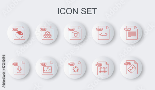 Set line MSG file document, OGG, RAW, PNG, PPT, 3DS, JPG and icon. Vector