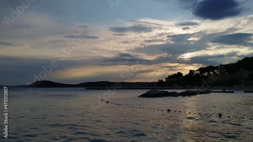 sunset over the sea coast in Split, Croatia