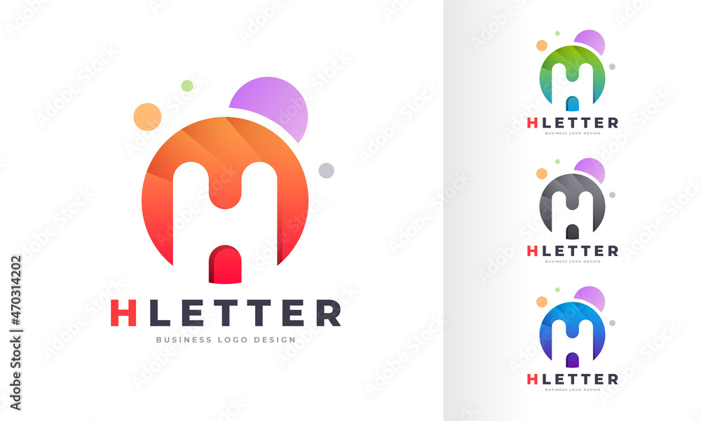 Gradient Initial Letter H Round Circle Colorful Bubble Editable Logo Design Gradient Initial Letter H Round Circle Colorful Bubble Editable Logo Design