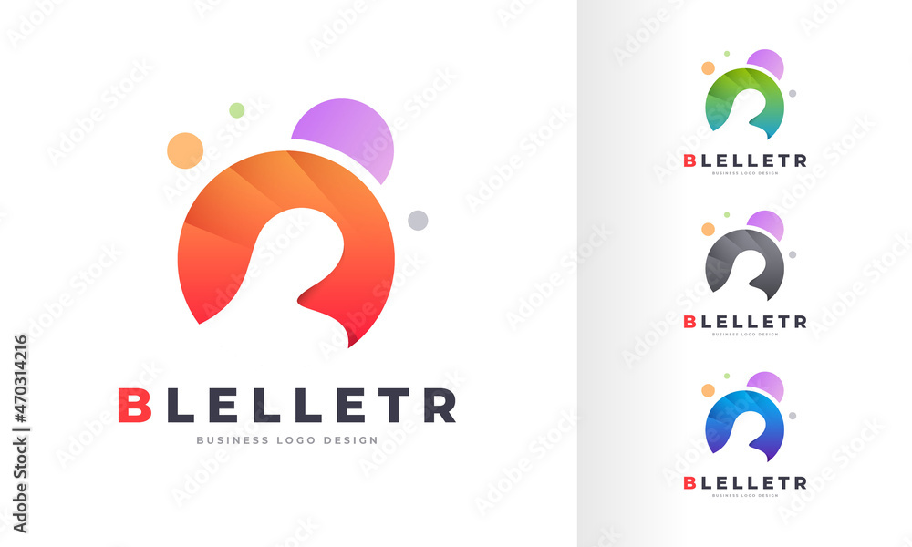 Gradient Initial Letter B Round Circle Colorful Bubble Editable Logo Design