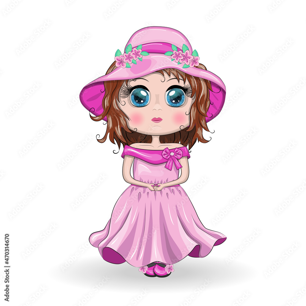 Beautiful princess standing in beautiful long pink dress. Beautiful princess standing in beautiful long pink dress.
