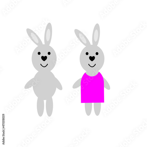 Characters two bunnies boy and girl. Bunnies are suitable for children's design