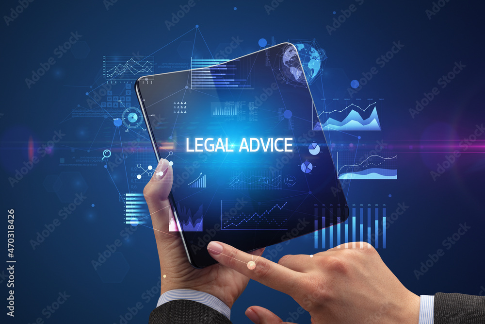 Businessman holding a foldable smartphone, business concept Businessman holding a foldable smartphone, business concept