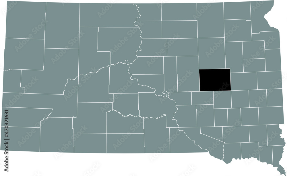 Black highlighted location map of the Beadle County inside gray
