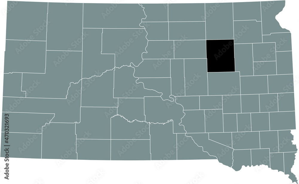 Black highlighted location map of the Spink County inside gray