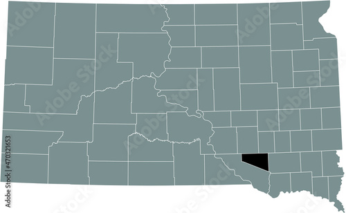 Fotografia Black highlighted location map of the Douglas County inside gray administrative